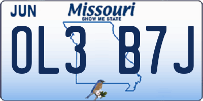 MO license plate OL3B7J