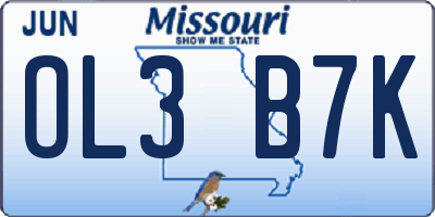 MO license plate OL3B7K