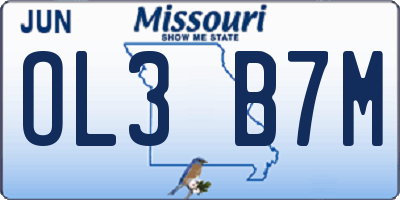 MO license plate OL3B7M