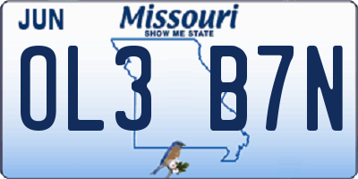 MO license plate OL3B7N