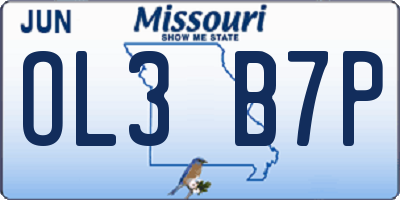MO license plate OL3B7P