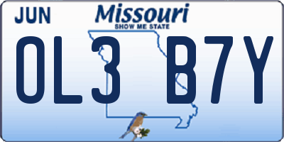 MO license plate OL3B7Y