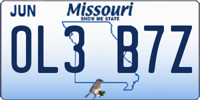 MO license plate OL3B7Z