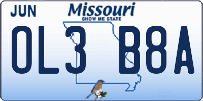 MO license plate OL3B8A