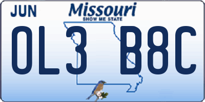 MO license plate OL3B8C