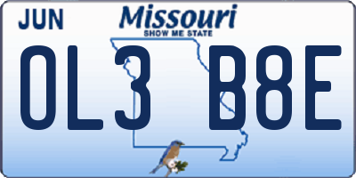 MO license plate OL3B8E