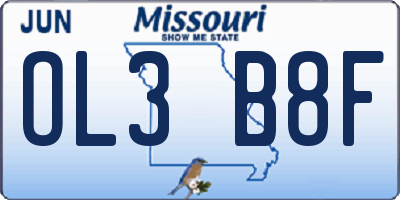 MO license plate OL3B8F