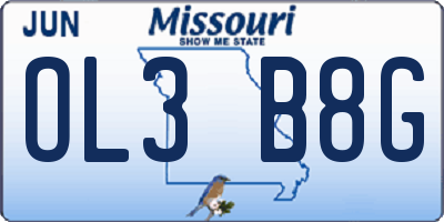 MO license plate OL3B8G