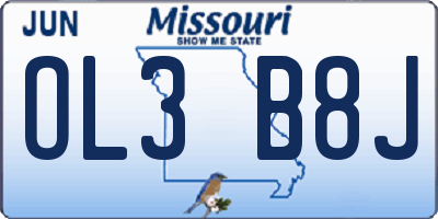 MO license plate OL3B8J