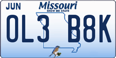 MO license plate OL3B8K