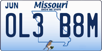 MO license plate OL3B8M