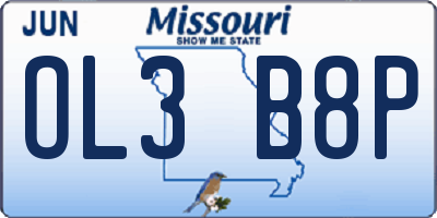 MO license plate OL3B8P