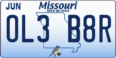 MO license plate OL3B8R