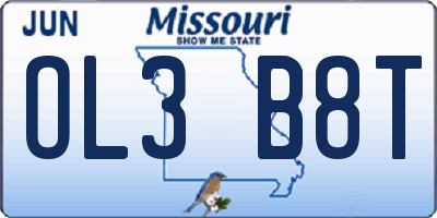 MO license plate OL3B8T