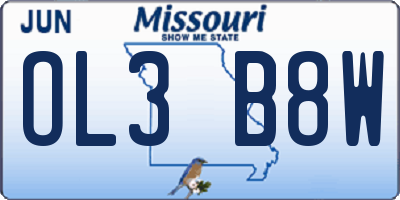 MO license plate OL3B8W