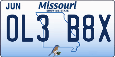 MO license plate OL3B8X