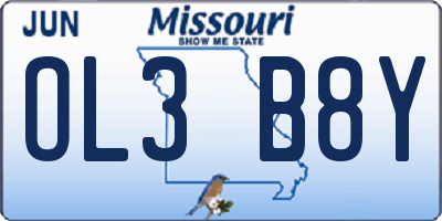 MO license plate OL3B8Y
