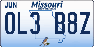 MO license plate OL3B8Z