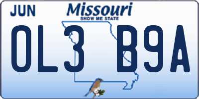 MO license plate OL3B9A