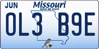MO license plate OL3B9E