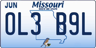 MO license plate OL3B9L