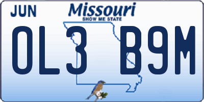 MO license plate OL3B9M