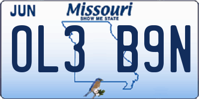 MO license plate OL3B9N