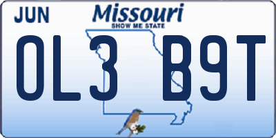 MO license plate OL3B9T