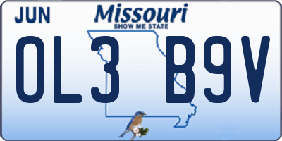 MO license plate OL3B9V