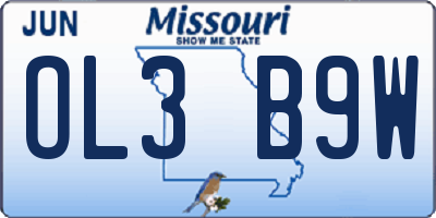 MO license plate OL3B9W