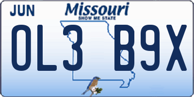 MO license plate OL3B9X