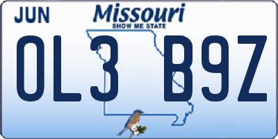 MO license plate OL3B9Z