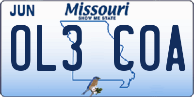 MO license plate OL3C0A