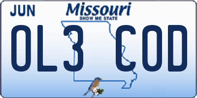 MO license plate OL3C0D