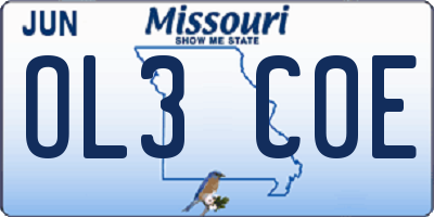 MO license plate OL3C0E