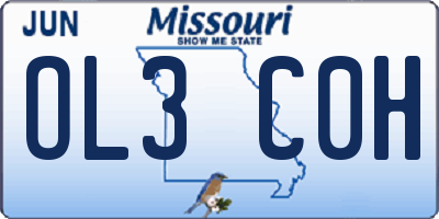 MO license plate OL3C0H