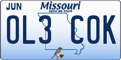 MO license plate OL3C0K