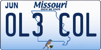 MO license plate OL3C0L