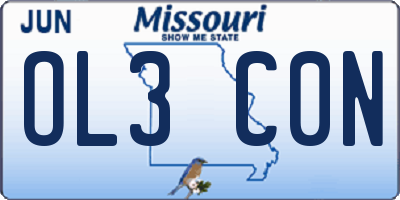 MO license plate OL3C0N