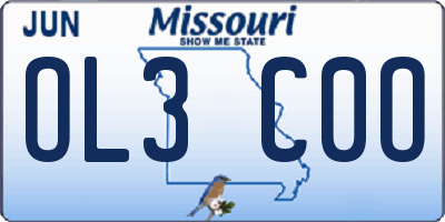 MO license plate OL3C0O