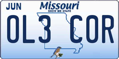 MO license plate OL3C0R