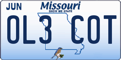 MO license plate OL3C0T