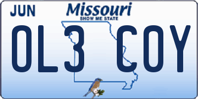 MO license plate OL3C0Y