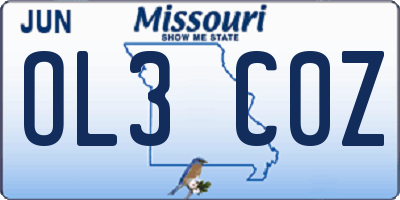 MO license plate OL3C0Z