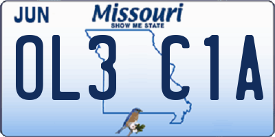 MO license plate OL3C1A