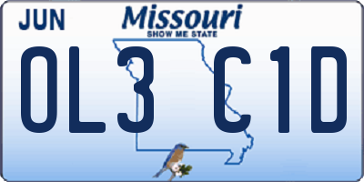 MO license plate OL3C1D
