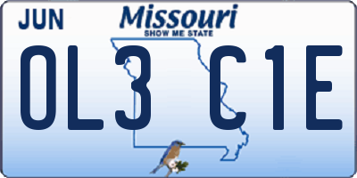 MO license plate OL3C1E