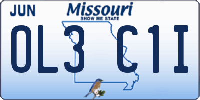 MO license plate OL3C1I