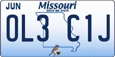 MO license plate OL3C1J
