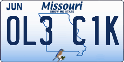 MO license plate OL3C1K